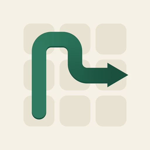 Arroway app icon: a green arrow winding through a grid of tiles